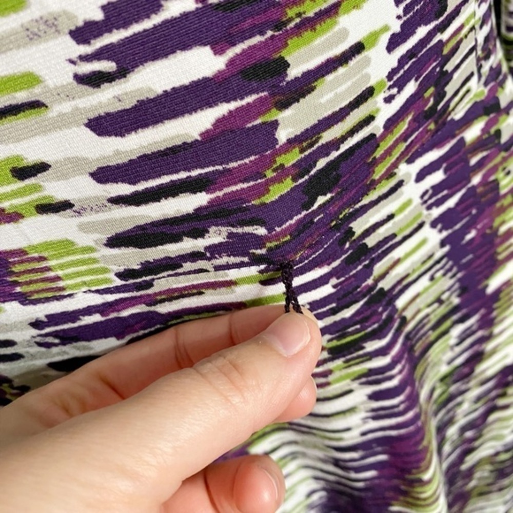Kasper Purple, Green, Gray, and White Abstract Print ALTERED Midi Dress - Picture 6 of 15